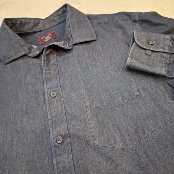 UNTUCKit Other - UNTUCKit Button Up Shirt Mens Med Blue Cinzano WF Wrinkle Free Regular Fit Denim